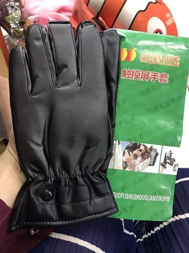 Găng tay da Nam lót lông cảm ứng