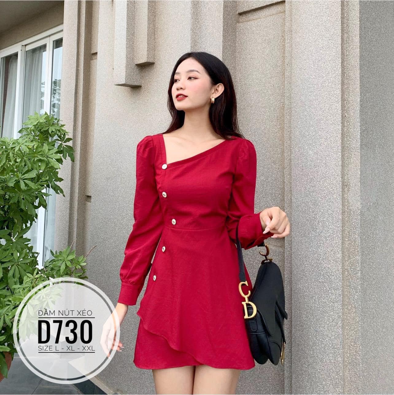 ĐẦM BIGSIZE NÚT XÉO LỆCH TÀ