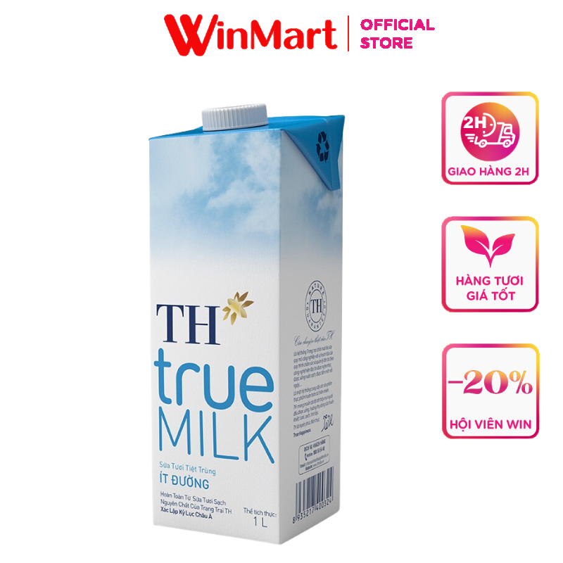 [Siêu thị WinMart] - Sữa tươi tiệt trùng TH True Milk ít đường hộp 1 lít