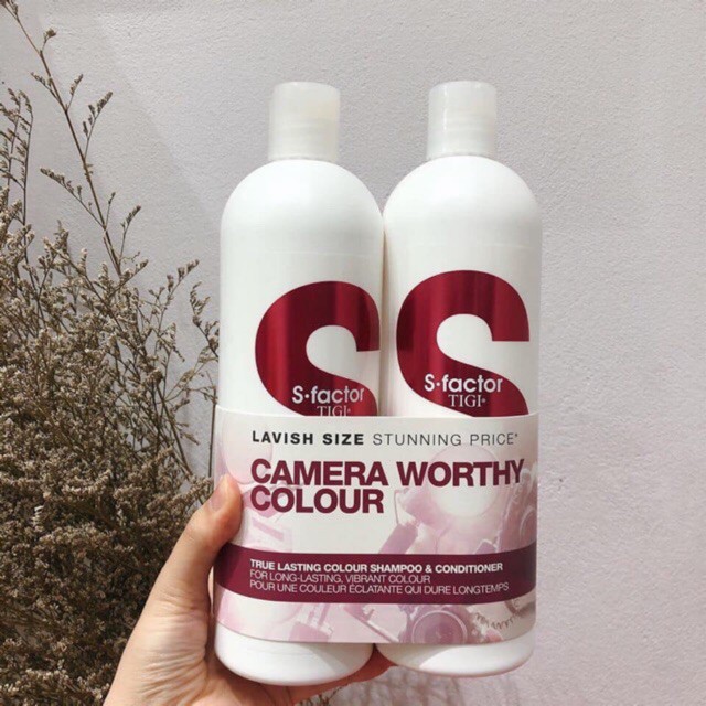 Cặp dầu gội xả Tigi s factor Tigi trắng camera worthy colour 750mlx2 dòng cao cấp mới phục hồi tóc hư tổn