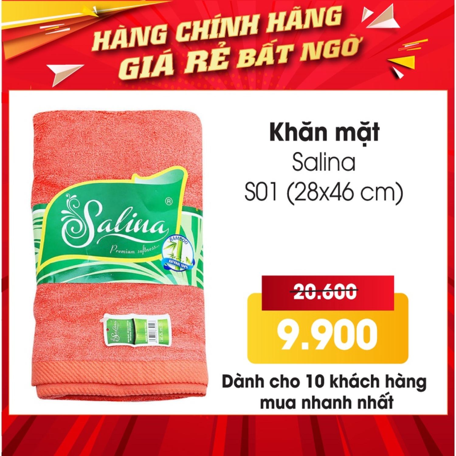 Khăn mặt cotton cao cấp Salina 28×46cm