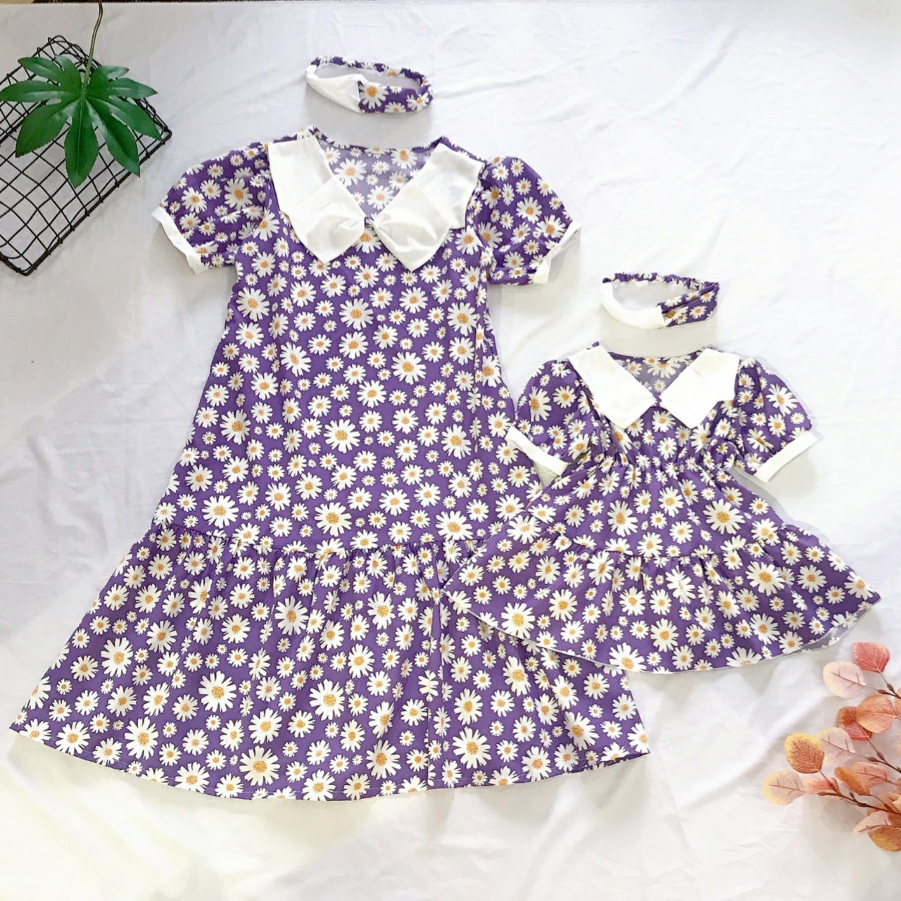 [ CÓ QUÀ TẶNG 💝] Đầm tiểu thư bé gái hoa tím trắng