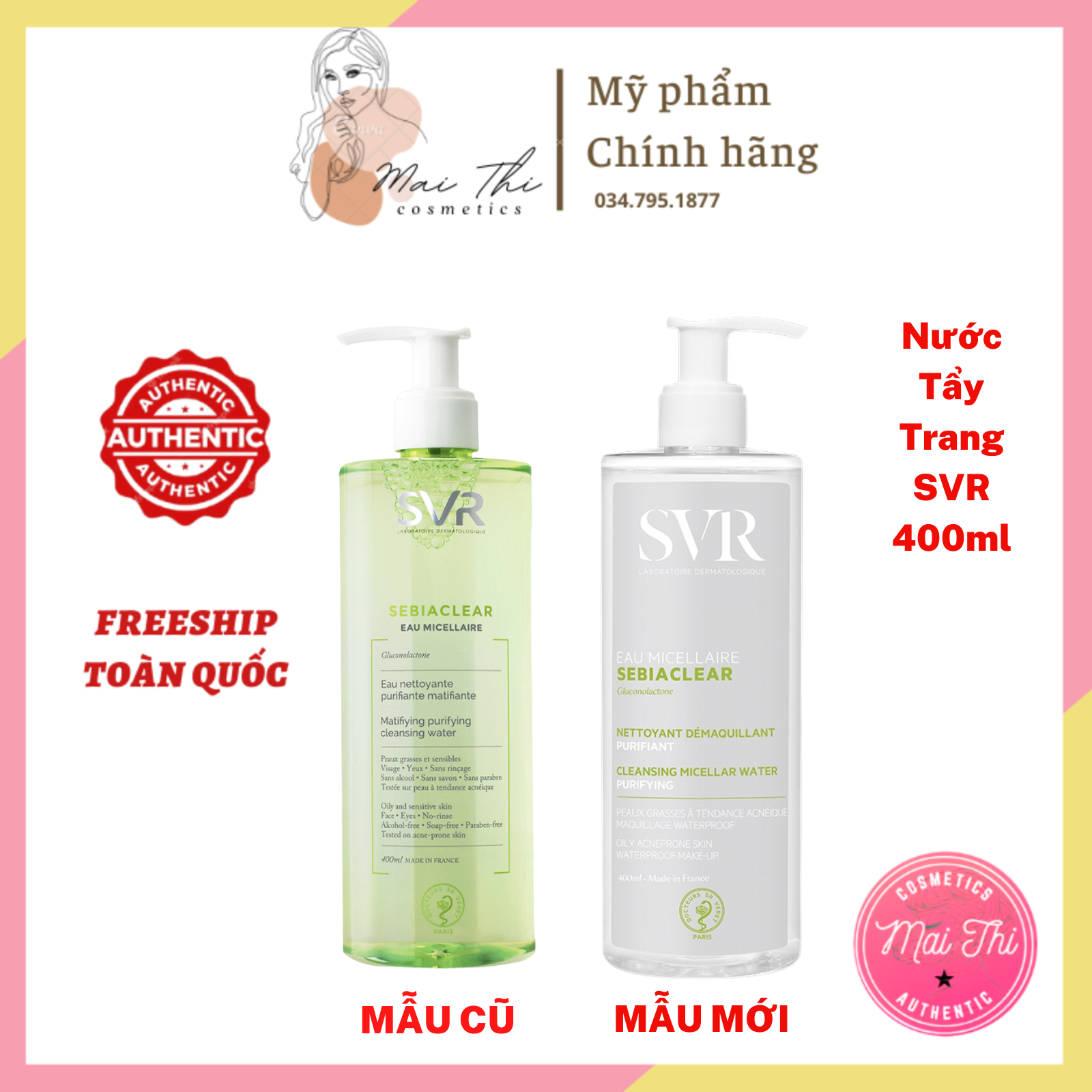 [Đủ bill - Freeship] Nước tẩy trang SVR Sebiaclear Eau Micellaire 400ml
