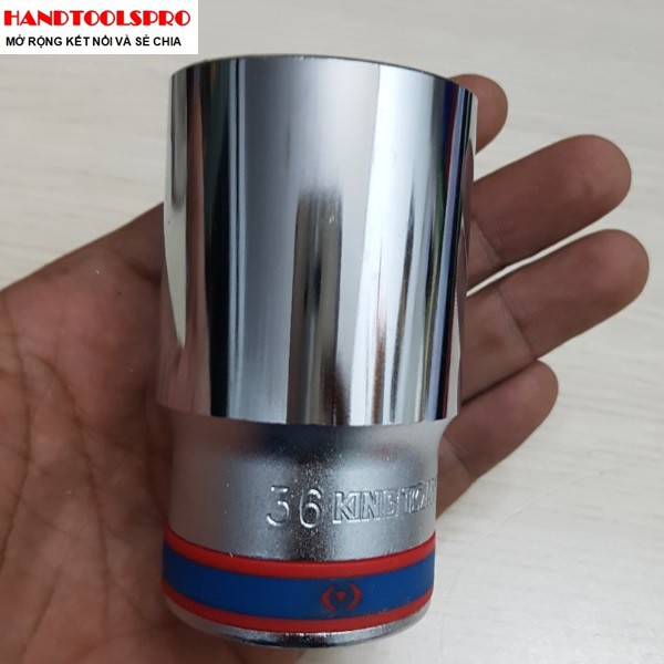Đầu tuýp trắng dài 1/2 inch 6 cạnh 36mm kingtony 423536m