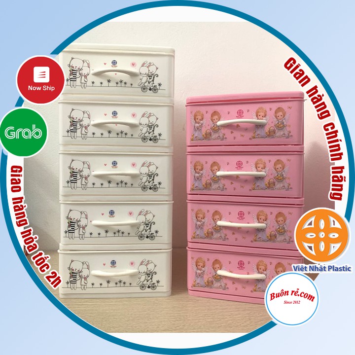 Tủ nhựa mini 5 tầng Việt Nhật -Tủ mini để bàn đựng đồ dùng đa năng