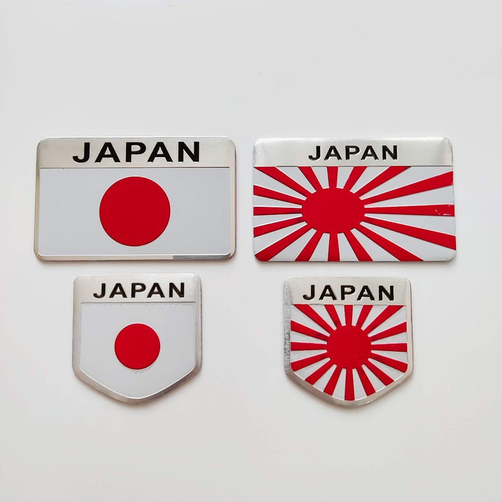 Tem nhôm Logo nhôm hình lá cờ Nhật Bản JAPAN trang trí xe
