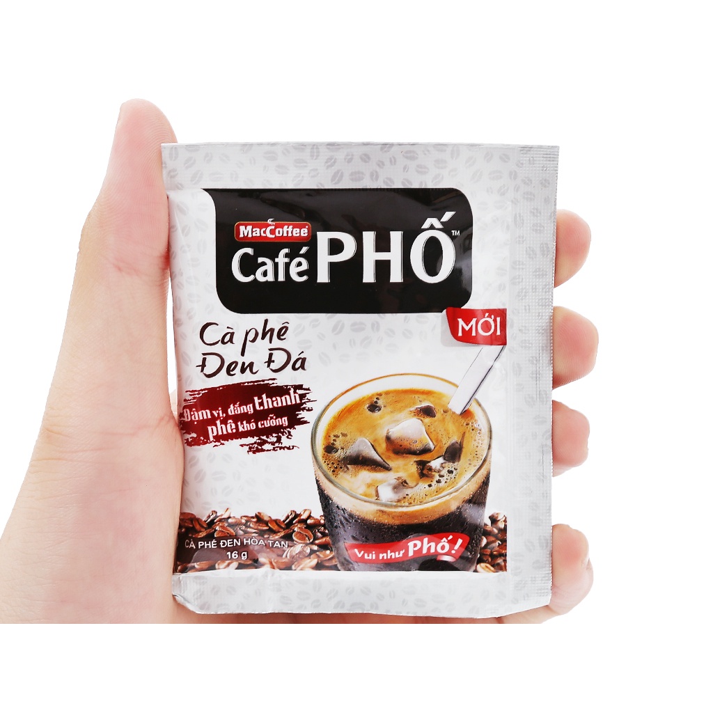 {COMBO - 10 Hộp đen đá tặng tông }-Cà phê đen đá MacCoffee Café Phố 160g (10 gói x 16g)