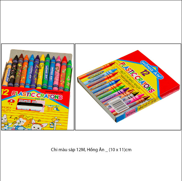 Bút sáp màu 12 cây Hồng Ân