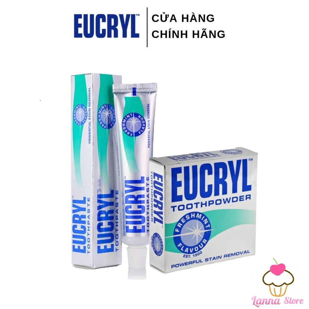 Bột tẩy trắng răng / kem đánh răng cấp tốc từ anh quốc eucryl - hộp 50g