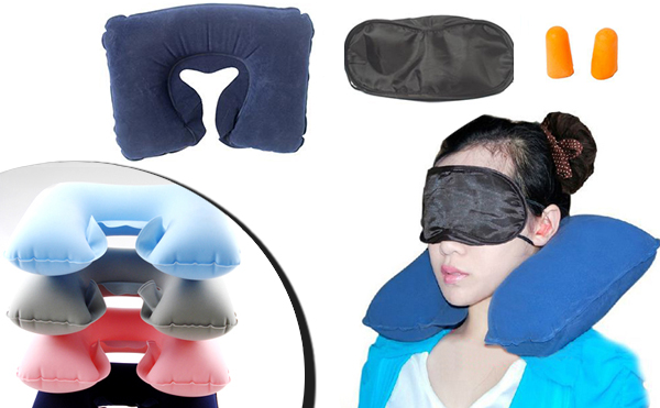 Bộ 3 món gối hơi kê cổ, bịt mắt, tai du lịch