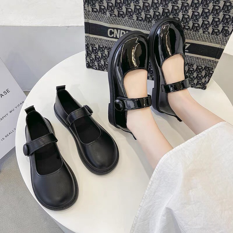 Giày Nữ Mary Janes da bóng phong cách hàn quốc