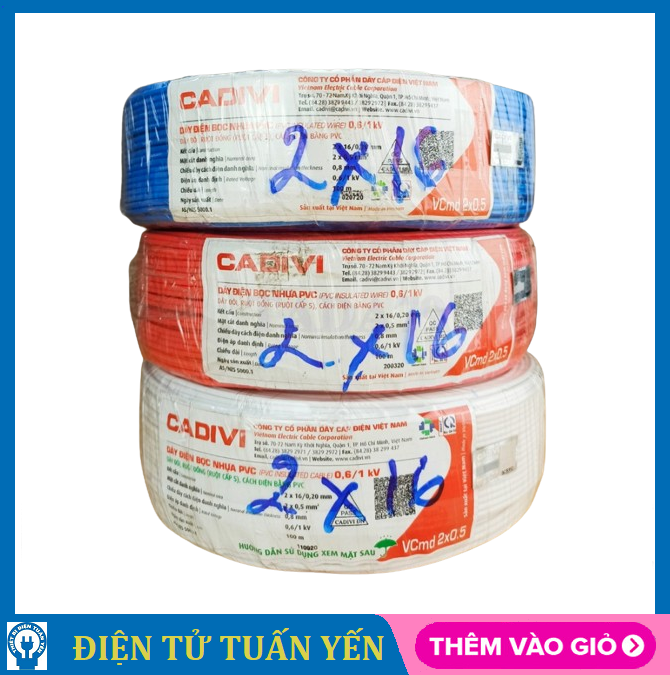 Dây điện đôi Cadivi 2x16 cuộn 100 mét - Hàng chính hãng