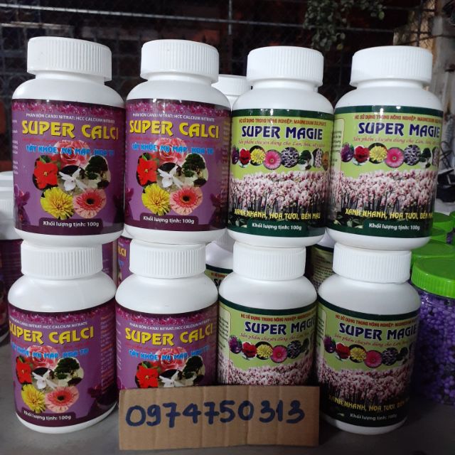 Combo bộ 2 sản phẩm super Magie và super Canxi lọ 100gr