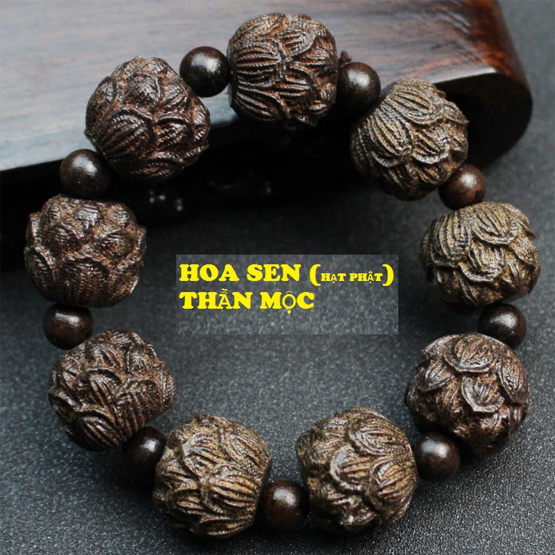 [HCM][MIỄN PHÍ VẬN CHUYỂN]Vòng đeo tay Phong Thủy Unisex Gỗ Thủy Tầm Mộc sánh Chìm (Chìm trong Nước và thơm vĩnh cửu) Vòng đeo tay Khắc Thủ Công Hoa Sen LXGVTHHS01