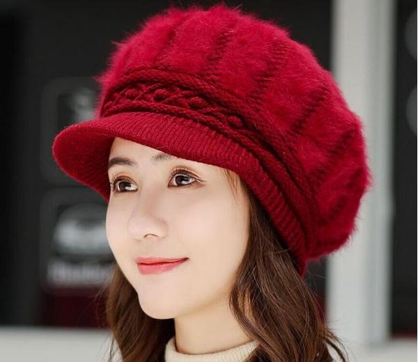 [HCM]Mũ len lông xù gân dọc A072