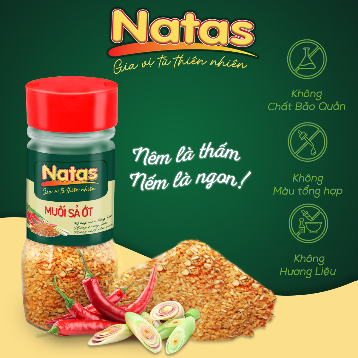 MUỐI SẢ ỚT NATAS gia vị đa năng (hũ 60g)