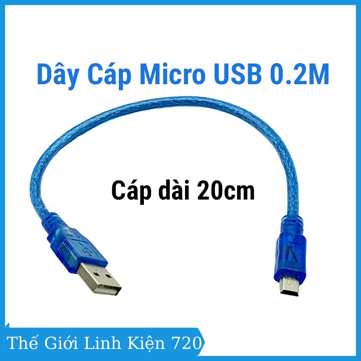 Dây cáp Micro USB 0.2 m kết nối, sạc thiết bị tiện lợi