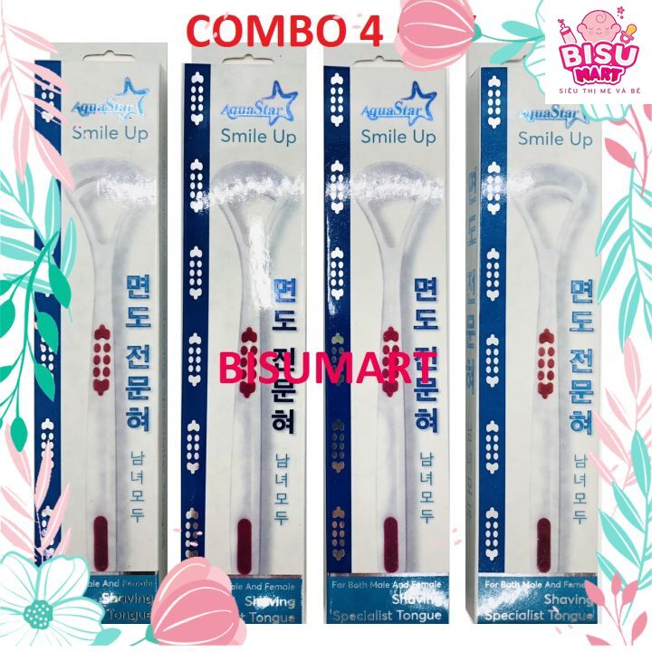 Combo 4 Cây Cạo lưỡi AquaStar dụng cụ vệ sinh miệng Công nghệ Hàn Quốc