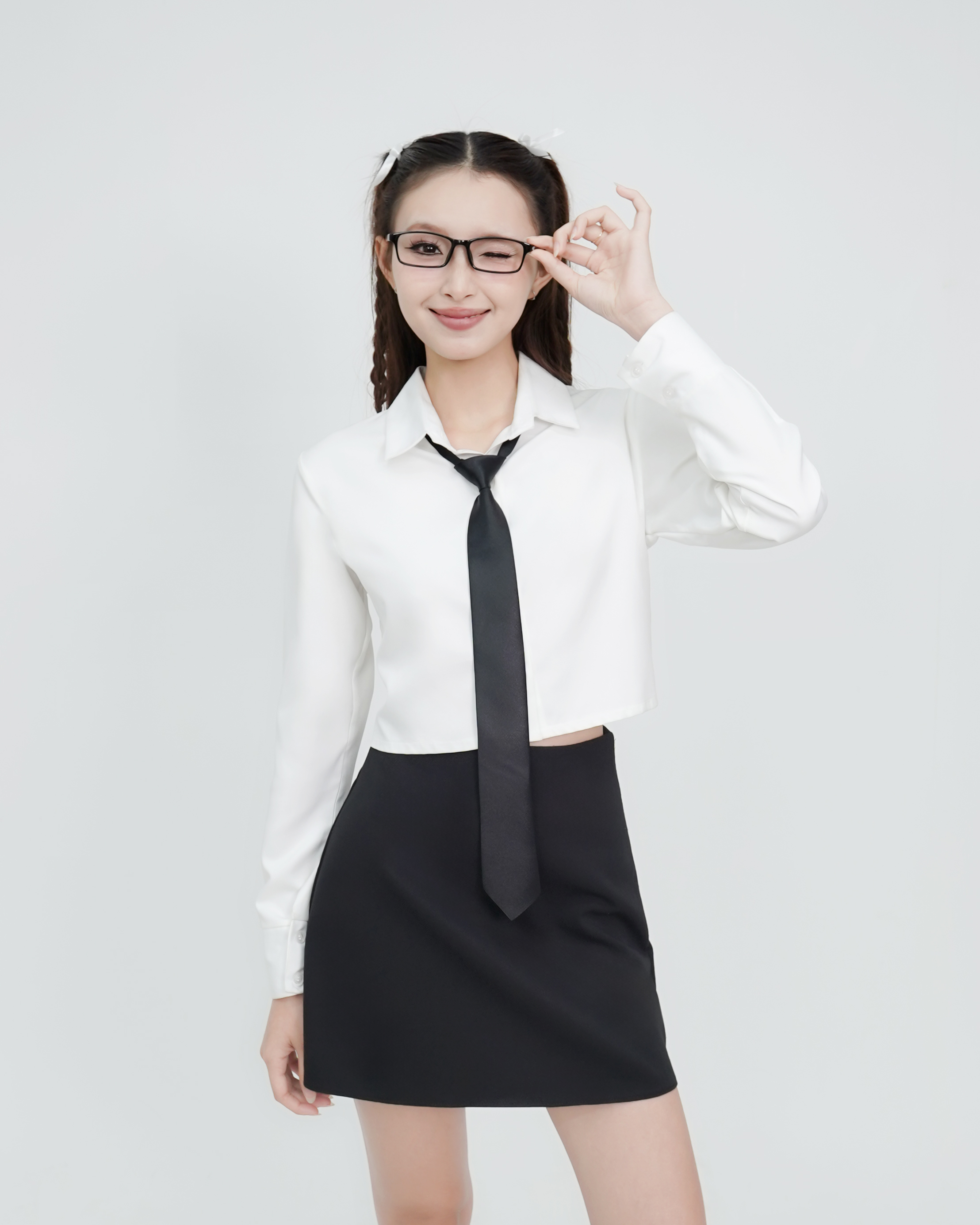 DALLA Áo sơ mi nữ tay dài croptop (SM03)
