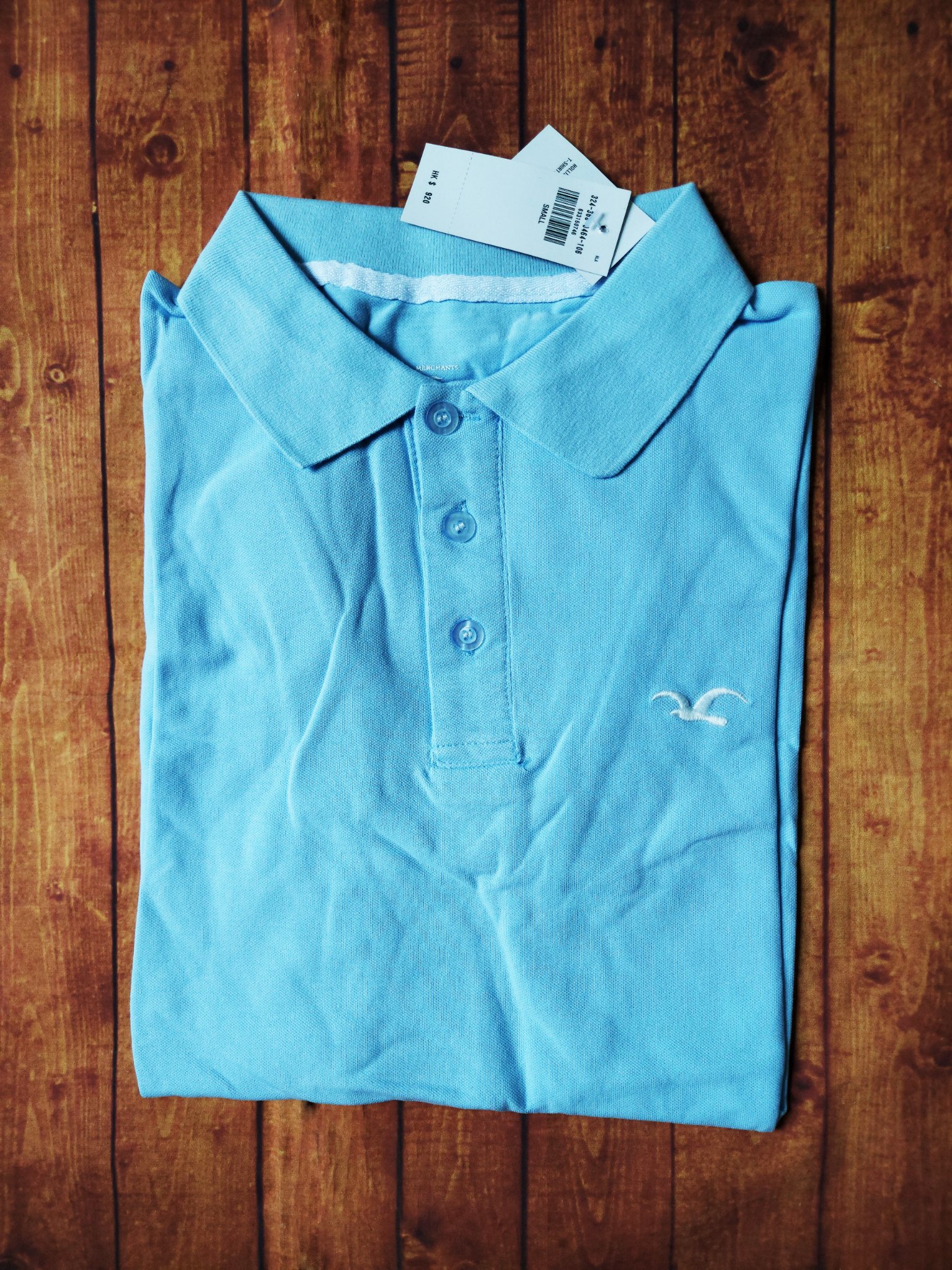Áo thun polo Hollister icon White & Blue Sky New