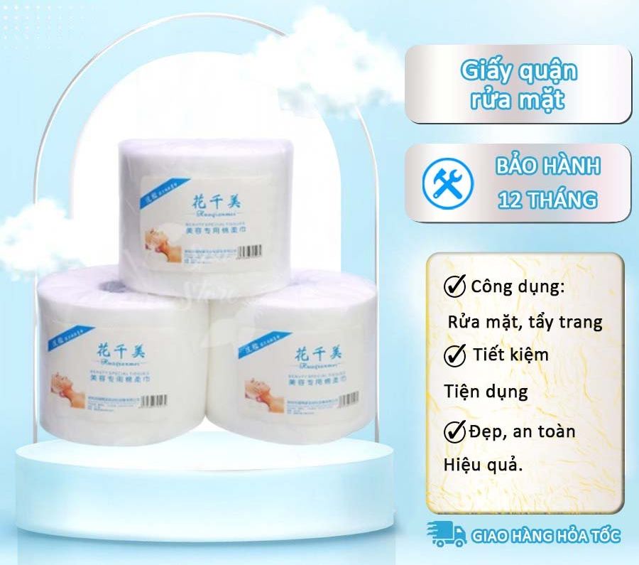 Giấy quận rửa mặt,tẩy trang mặt chuyên dùng trong spa tmv.