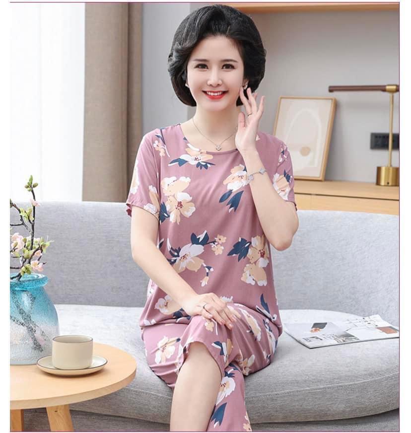 Bộ lanh mặc nhà cho mẹ trung niên U50