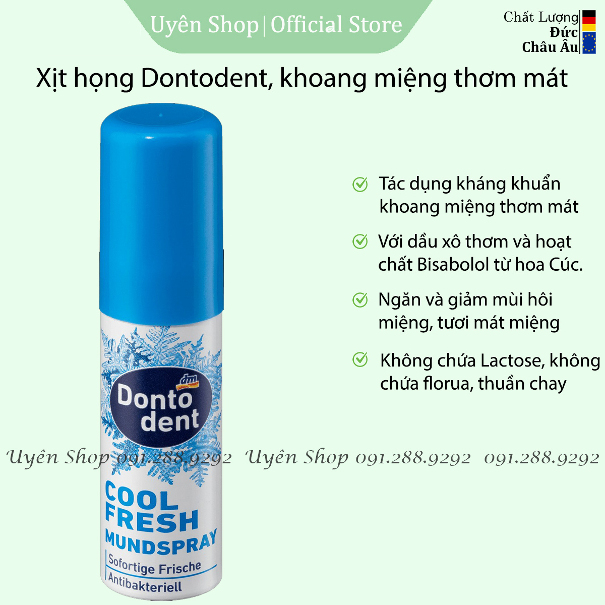 Chai Thơm Miệng Dontodent Cool Fresh HÀNG ĐỨC Ngừa Hôi Miệng, Tiện Lợi, giúp Tự Tin, chai 15ml