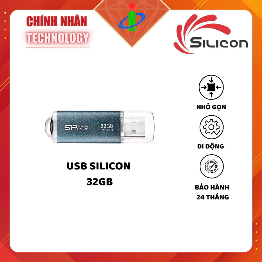 Usb slicon 32gb nhỏ gọn, tiện dụng, bền bỉ / bảo hành 24 tháng / chinh nhan technology