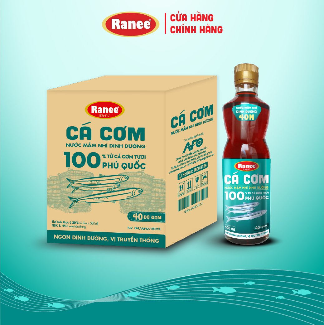 {Đơn 199k tặng hộp bơ -399k tặng vá gỗ} Combo 6 chai nước mắm nhĩ dinh dưỡng Ranee Cá Cơm 40 ĐỘ ĐẠM chai 500ml ( 6 x 500ml)