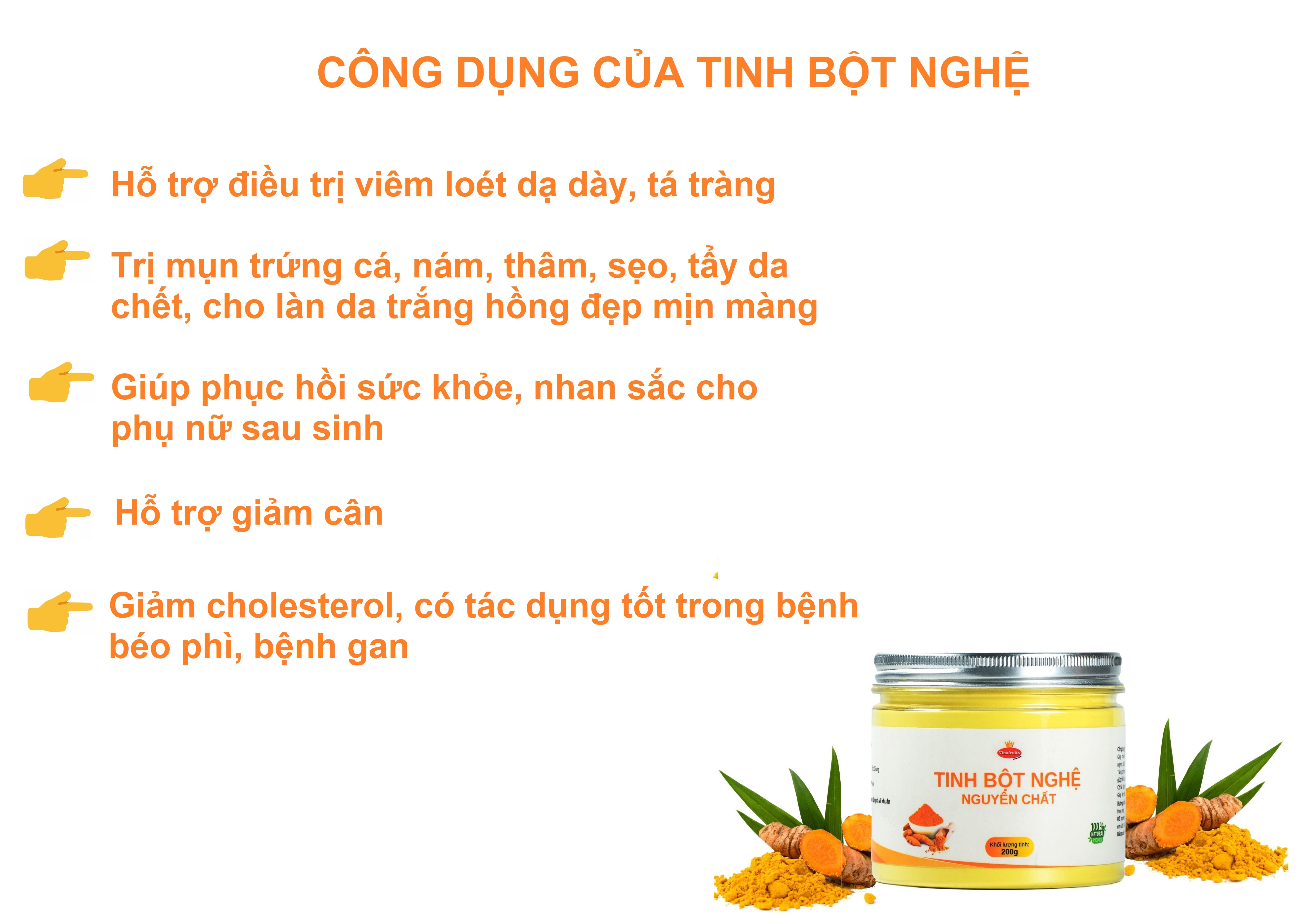 Tinh bột nghệ nguyên chất Vinafruits 500g