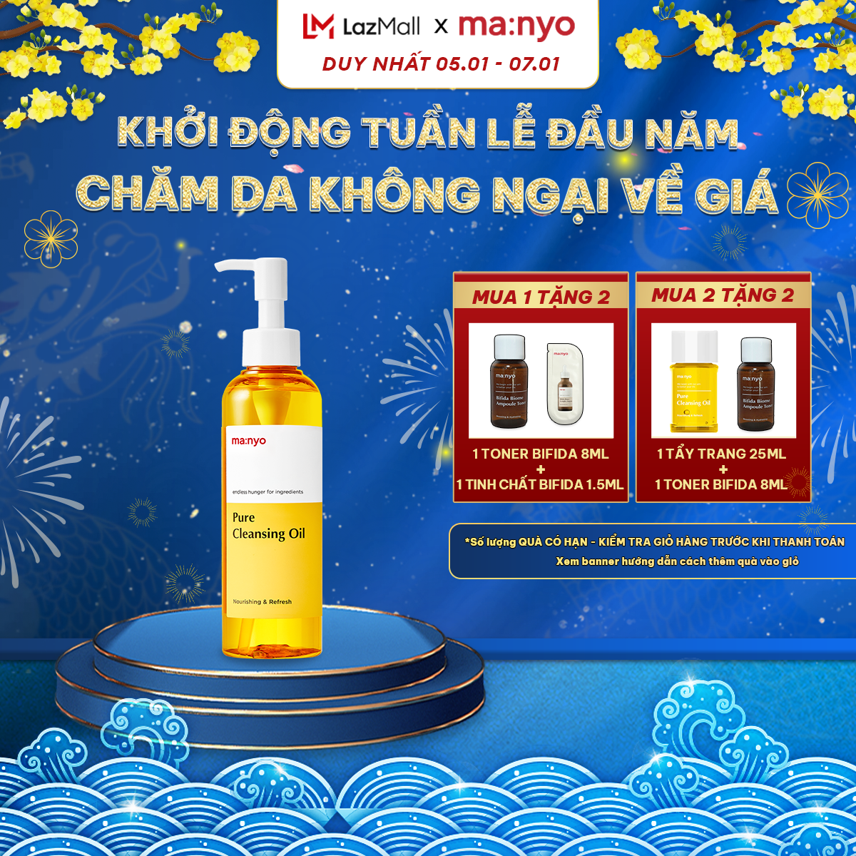 Dầu tẩy trang ma:nyo Pure Cleansing Oil sạch sâu, dịu nhẹ, tăng độ ẩm da 200ml