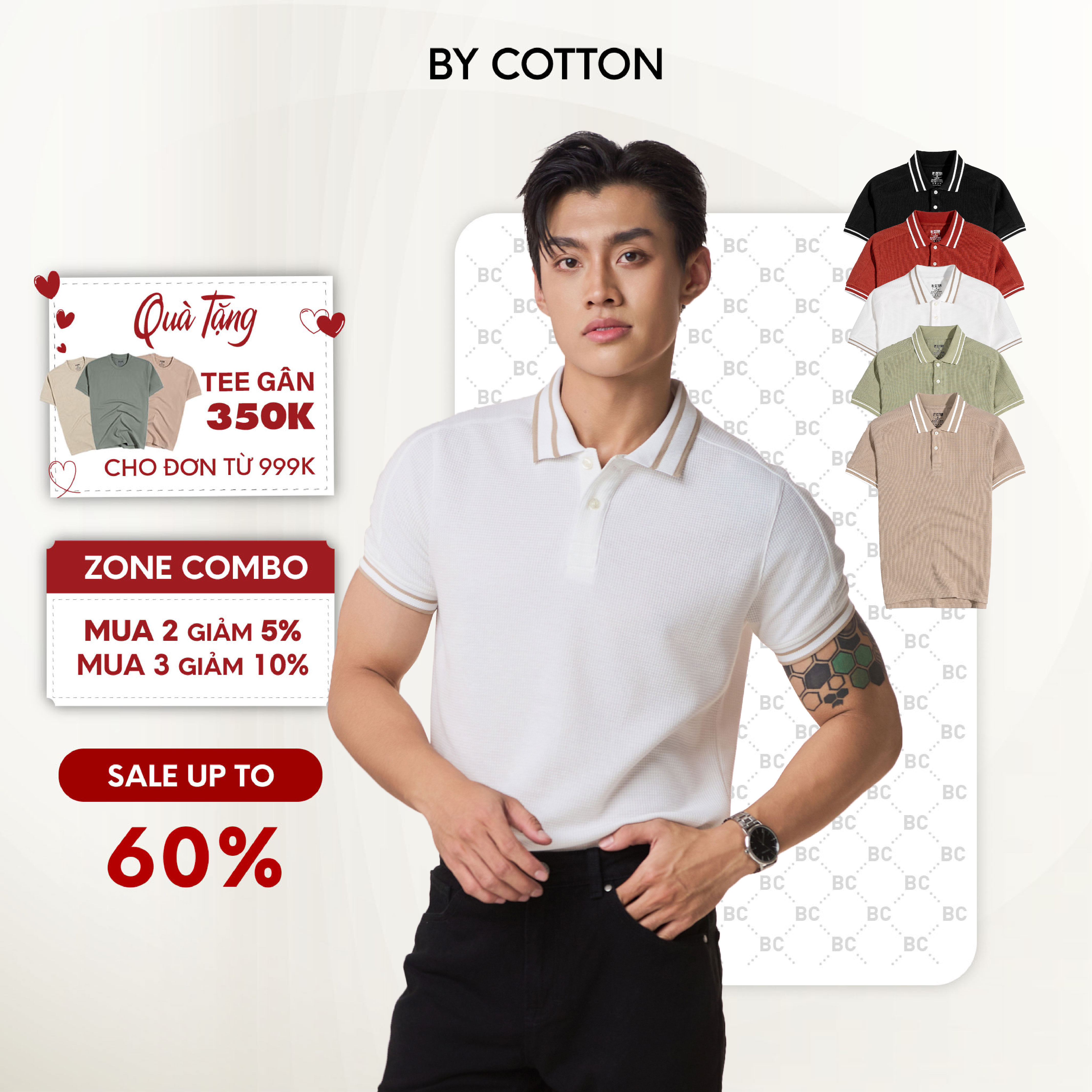 Áo Thun Nam Cao Cấp Hive Polo Multi Color By Cotton