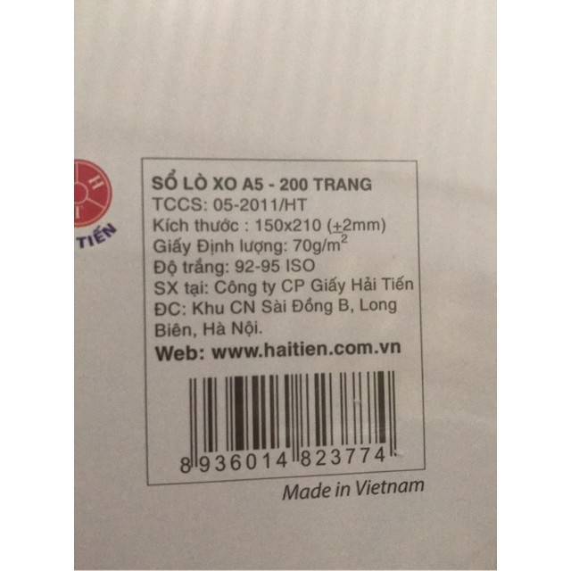 Sổ lò xo A5 200tr Hải Tiến