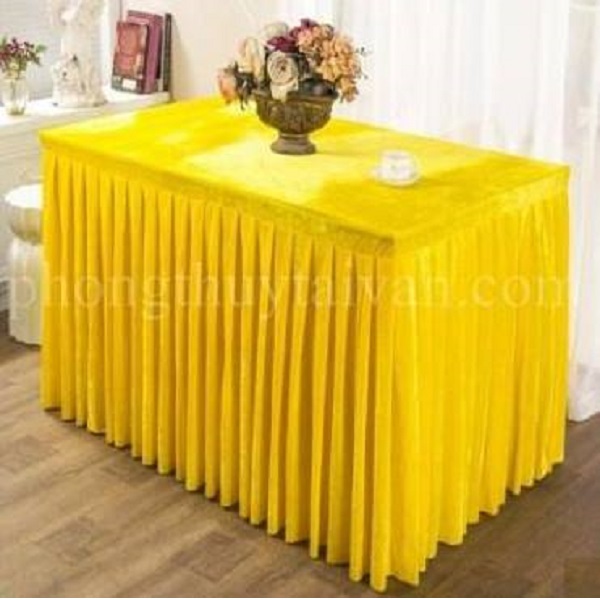 Khăn trãi bàn xếp ly Vàng dày (1m2/1m4/1m6/1m8) - thờ cúng