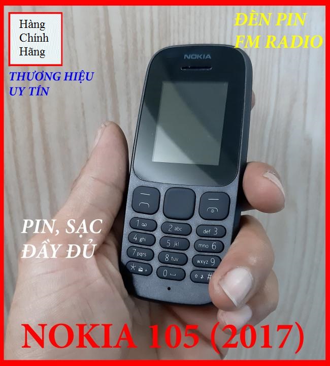 [𝑪𝒉𝒊́𝒏𝒉 𝑯𝒂̃𝒏𝒈] Điện Thoại Nokia 105 2 Sim 2017 - BH 12 Tháng