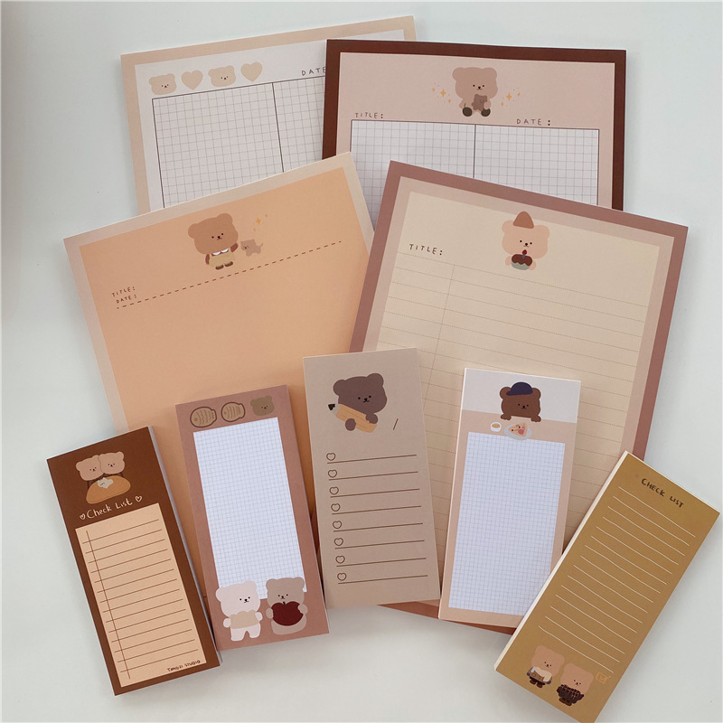 50 PCs cute bear note sticky memo pad thick cute memo pad-Hause