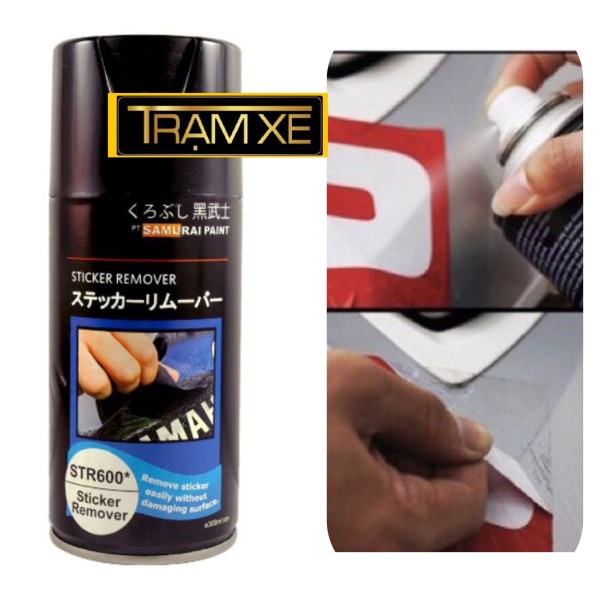 Chai xịt lột tem dán, decal xe, tẩy keo STR600 của hãng Samurai Paint (300ml) tiện dụng trên mọi bề mặt