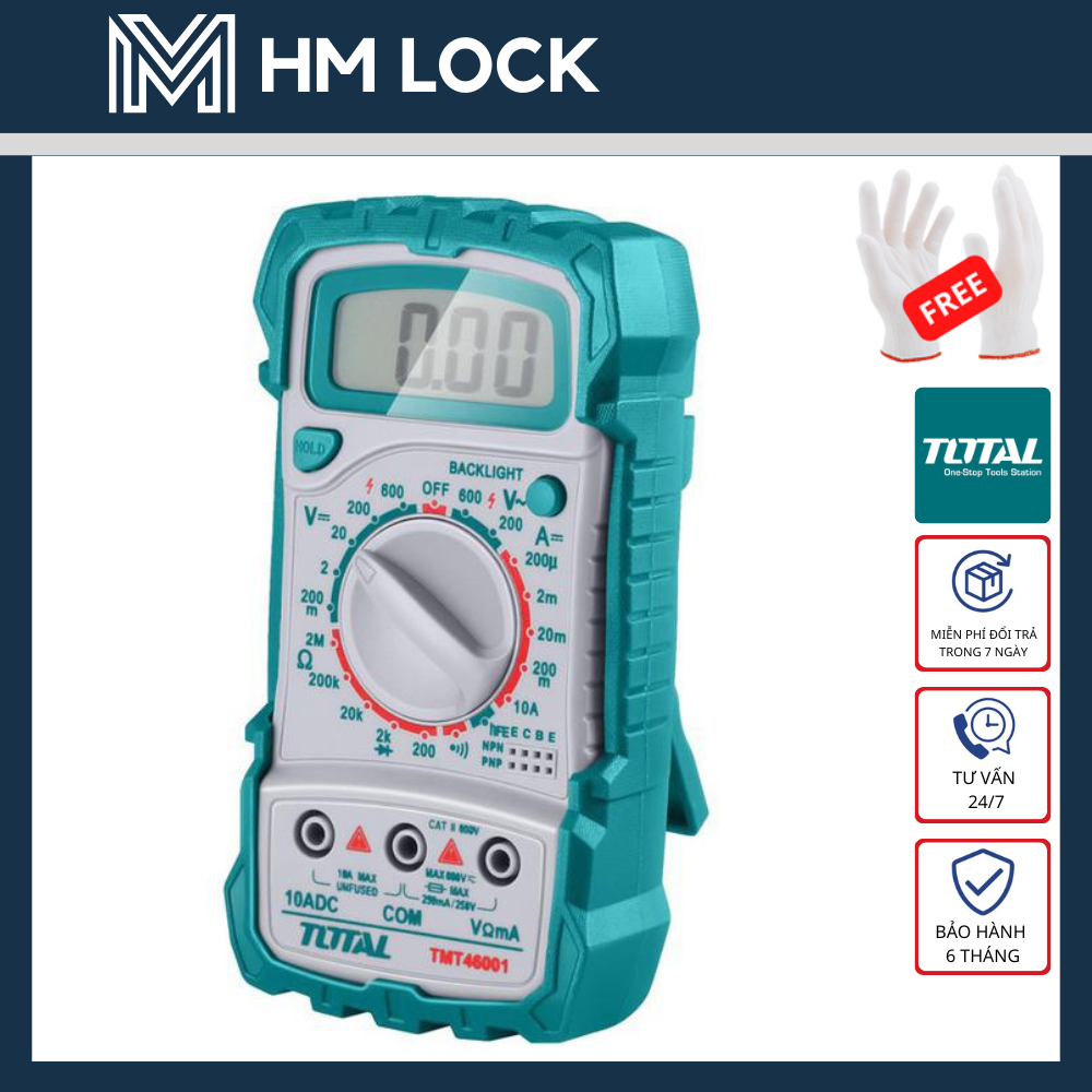 Đồng hồ đo điện vạn năng total - màn hình lcd - tmt46001 - hm lock