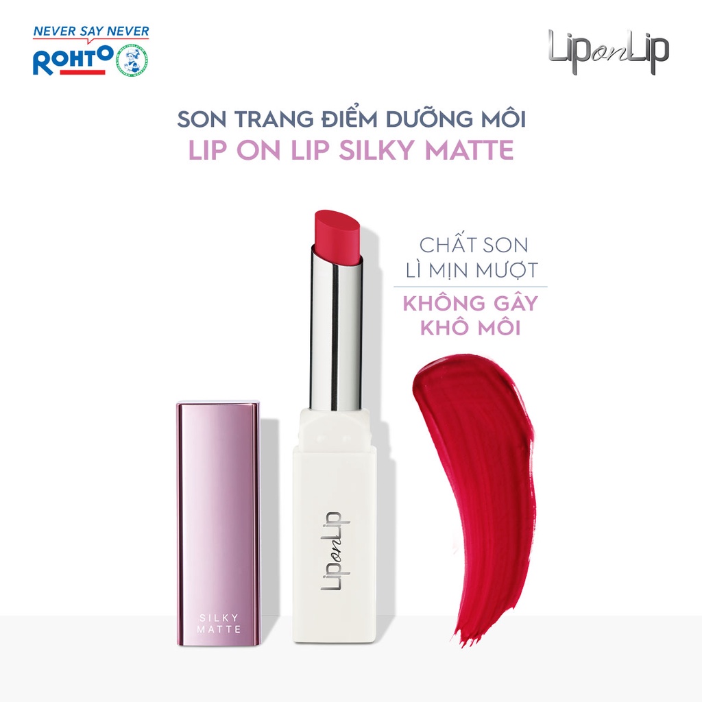 Son Lì Siêu Mịn Dưỡng Lip On Lip Silky Matte (màu đỏ cam, đỏ anh đào, hồng cam)