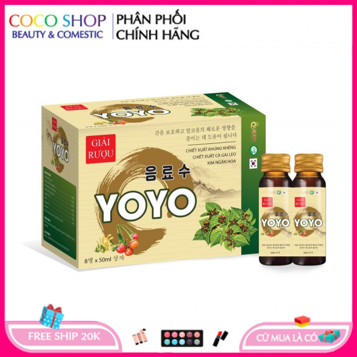 GIẢI RƯỢU YOYO giúp thanh nhiệt, giải độc, giúp bảo vệ gan, hỗ trợ giảm tác hại của rượu bia Hộp 8 chai