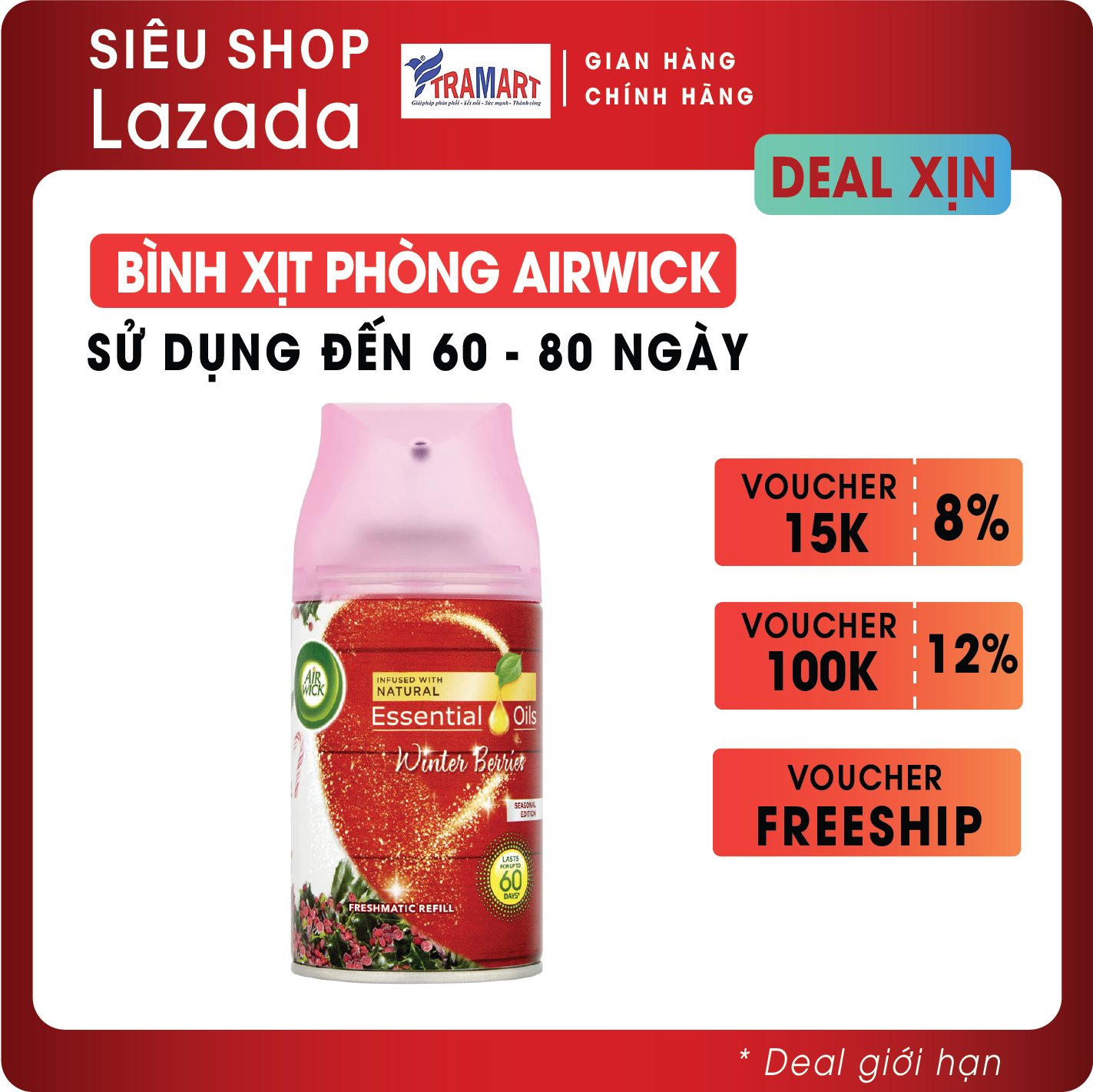 Bình xịt thơm phòng Airwick AWK1422 Winter Berries 250ml (Hương quả ngọt)
