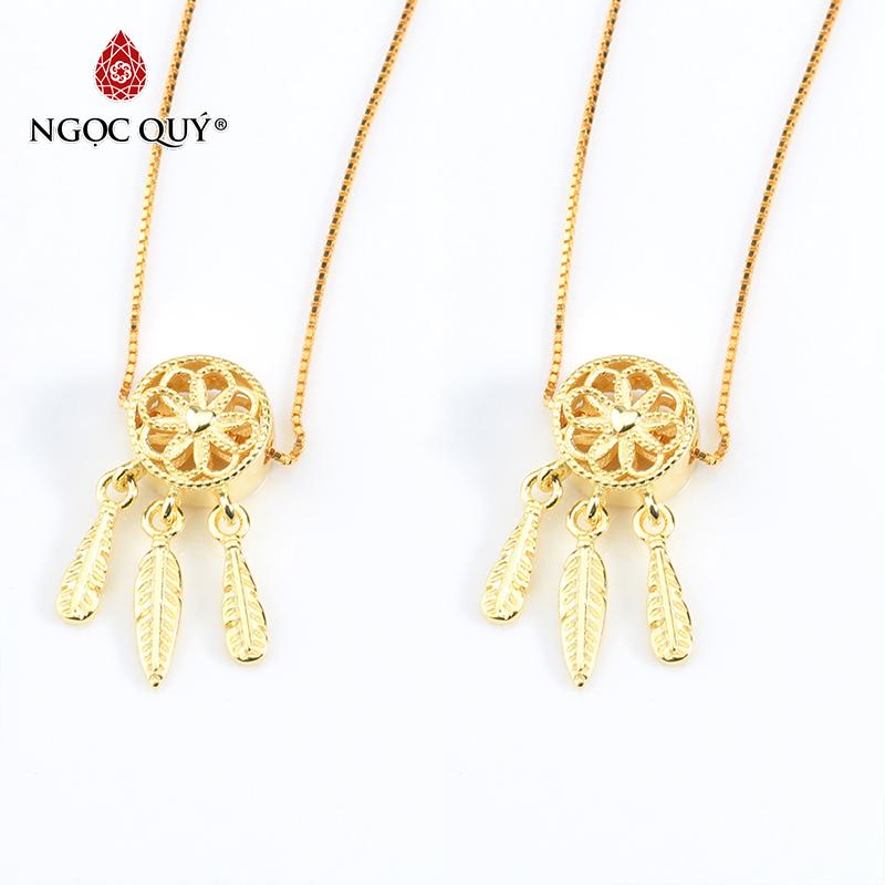 [HCM]Charm bạc DreamCatcher xỏ ngang bọc vàng 22x9.3mm - Ngọc Qúy Gemstones
