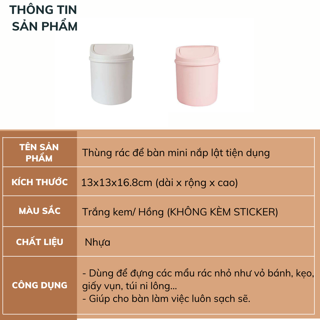Thùng rác để bàn mini nắp lật tiện dụng