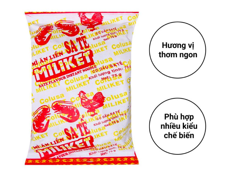 ( thùng 30 gói ) Mì satế Miliket giấy 75gr