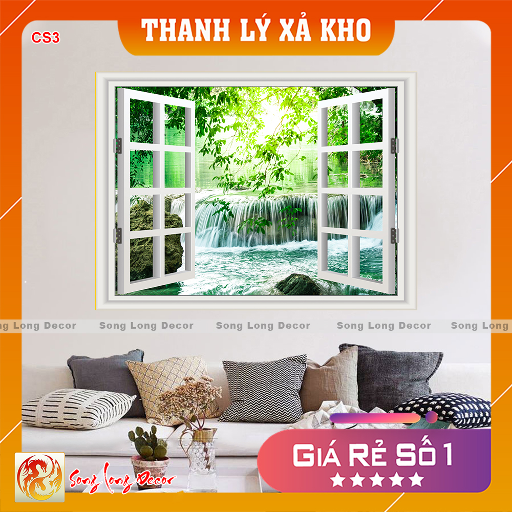 Tranh dán tường 3d - tranh 3d cửa sổ - giấy dán tường 3d - song long decor - cs03