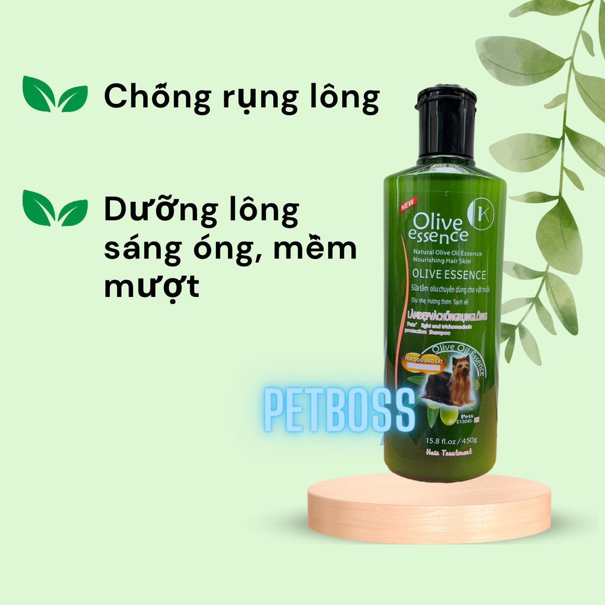 SỮA TẮM OLIVE ESSENCE CHO THÚ CƯNG CHAI 450ML