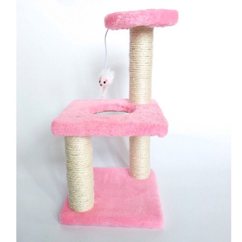 Trụ cào móng hai tầng đồ chơi cho mèo có chuột vờn nhỏ xinh
