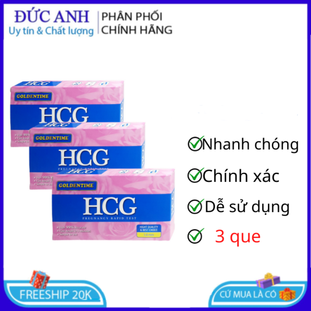 Combo 3 test thử thai chính xác Que thử thai nhanh Goldentime HCG que thử thai phát hiện sớm hộp 1 bộ
