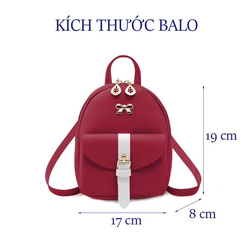 Balo Giả Da Thời Trang Nữ Đính Nơ BL20 Đỏ