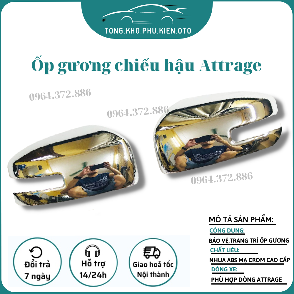 Ốp gương chiếu hậu xe Mitsubishi Attrage 2015-2023 dành cho xe có đèn xi nhan trên gương